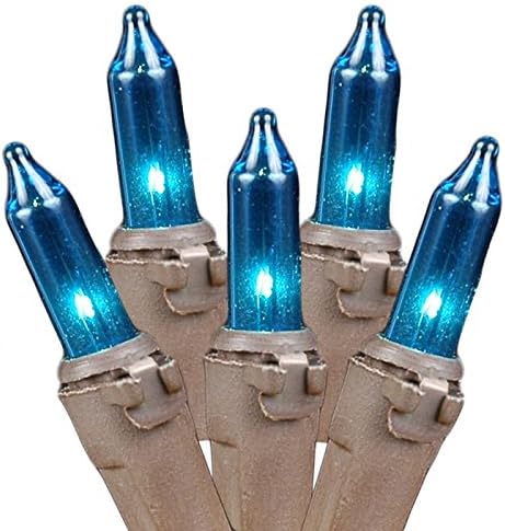 Novelty Lights 8.5 Feet 20 Bulb Teal Mini Light String on Brown Wire