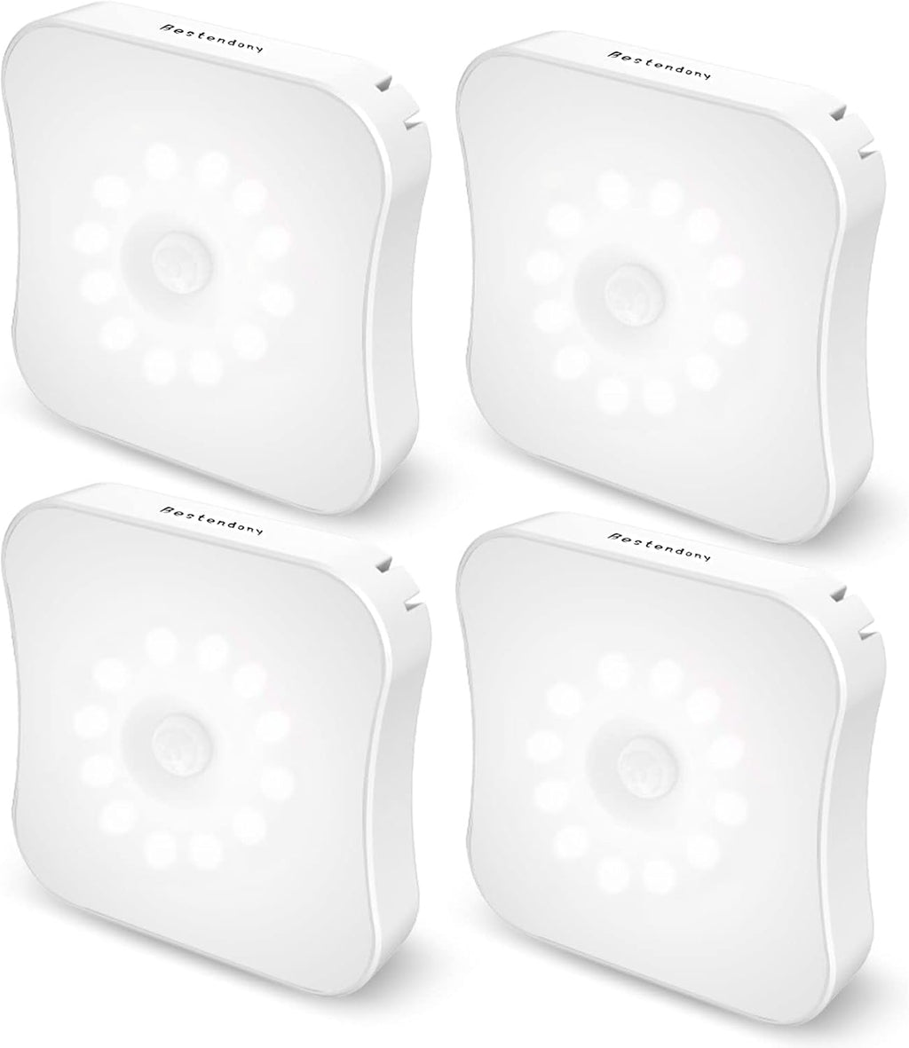 Rechargeable Motion Sensor Light Indoor Stair Lights Rechargeable Battery Night Light Stick On Magnetic Motion Lights for Stair, Step, Hallway, Closet, Cabinet, Bathroom, Cool White, 4 Pack
