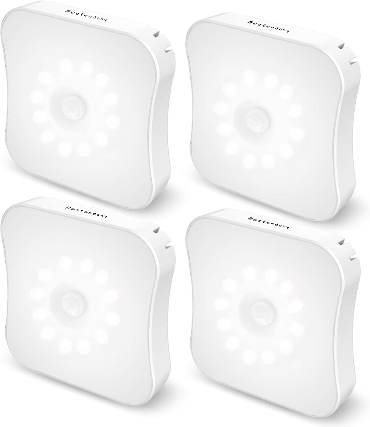 Rechargeable Motion Sensor Light Indoor Stair Lights Rechargeable Battery Night Light Stick On Magnetic Motion Lights for Stair, Step, Hallway, Closet, Cabinet, Bathroom, Cool White, 4 Pack