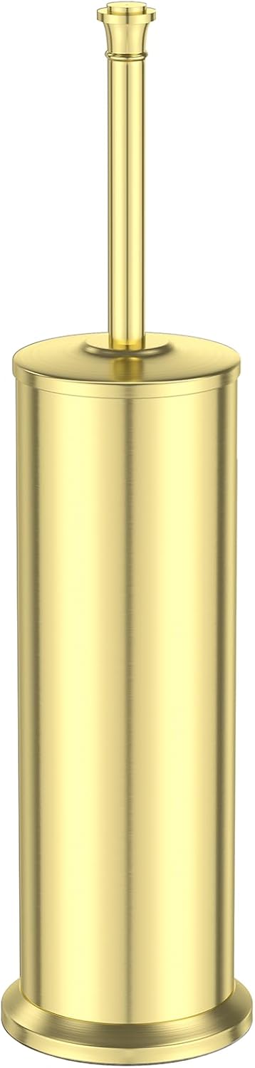 Gold Toilet Brush and Holder，Long Handled Gold Toilet Brush for Bathroom，Stainless Steel Heavy Duty Toilet Bowl Brush,Removable Inner Bowl,Deep Cleaning Dense Bristles Cleaner Brush -Space Saving