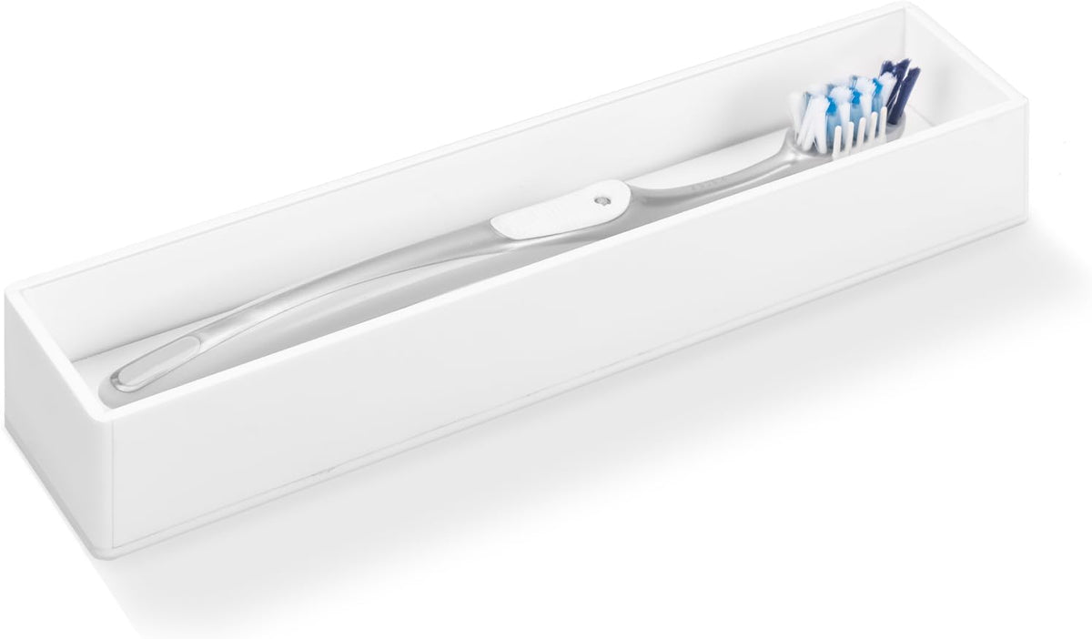 Linkidea Acrylic Manual Toothbrush Holder, Diatomite Stone, White