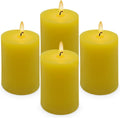 Small Yellow Citronella Scented Pillar Candles 24 Hours 2x3 Inch Dripless Cylinder Candles for Patio Home Garden in Summer, 4 Packs