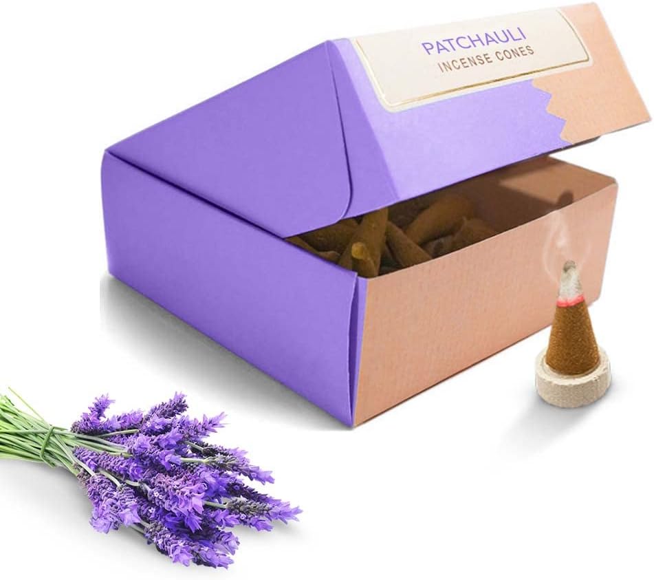 Nirmalaya Luxury Incense Cones | Handmade & Organic | Made in India from Recycled Flowers | Charcoal-Free, Bamboo-Free | 40 Cones, 100g (Patchouli)