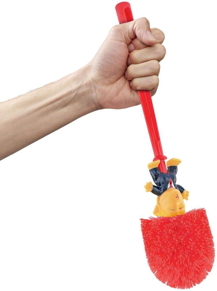 Fairly Odd Novelties Donald Trump Toilet Bowl Brush Make Toilets Clean Again Holder - Perfect Elephant Novelty Gag Political Gift, Red