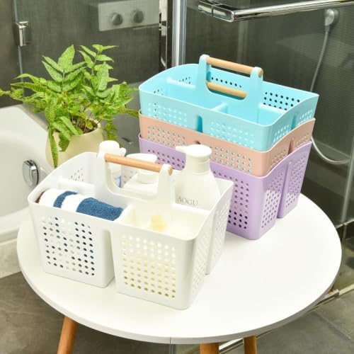 Portable Shower Caddy Basket with 3 Compartments and Handle, Black