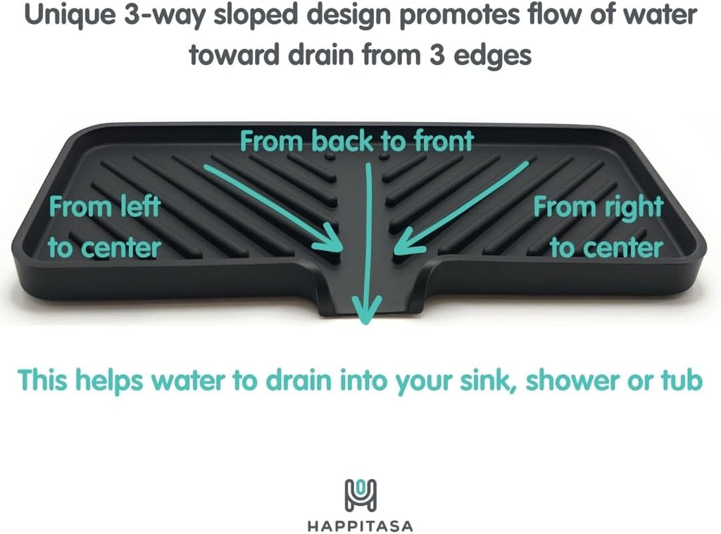 Silicone Soap Dish Tray and Sponge Holder with Drain Chute and Feet | 3-Way Sloped Design | Bathroom and Kitchen Sink Organizer Caddy (Sand Dollar, 10"x4", 7.8 Ounces)