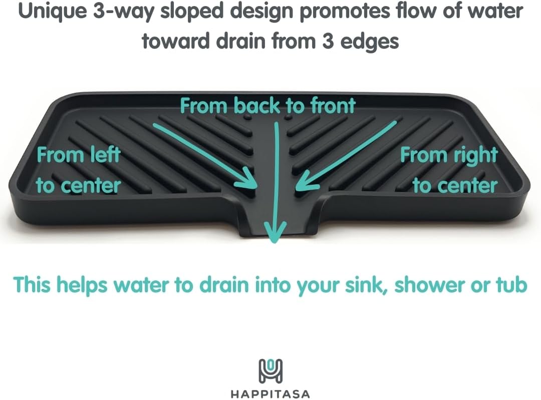 Silicone Soap Dish Tray and Sponge Holder with Drain Chute and Feet | 3-Way Sloped Design | Bathroom and Kitchen Sink Organizer Caddy (Sand Dollar, 10"x4", 7.8 Ounces)