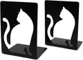 Unique Hollow Out Design Cat Bookends Student Book Ends Metal Office Desk School Library Decoration Bookshelf Book Organizer for Christmas Birthday Gift