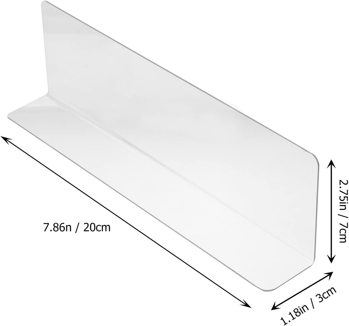 ULTECHNOVO 10pcs Clear Shelf Dividers for Shelves, 7.86" Long Clear Pharmacy Shelf Dividers L Shape Separator Thicken Clapboard for Commodity Classification for Cabinets Shelf Store