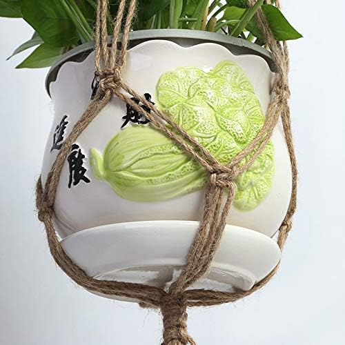 Set of 3 Macrame Plant Hanger Jute Rope Beads Wall Hanging Planter Basket for Indoor Outdoor Flower Pot Plant Holder Wall Art Vintage-Inspired Home Decor, 4 Legs 41 inch