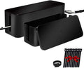 ShellKingdom Cable Management Box, 2 Set Cable Organizer for Cable and Cord Management, Storage and Holder to Cover and Hide & Power Strips & Cords (Black)