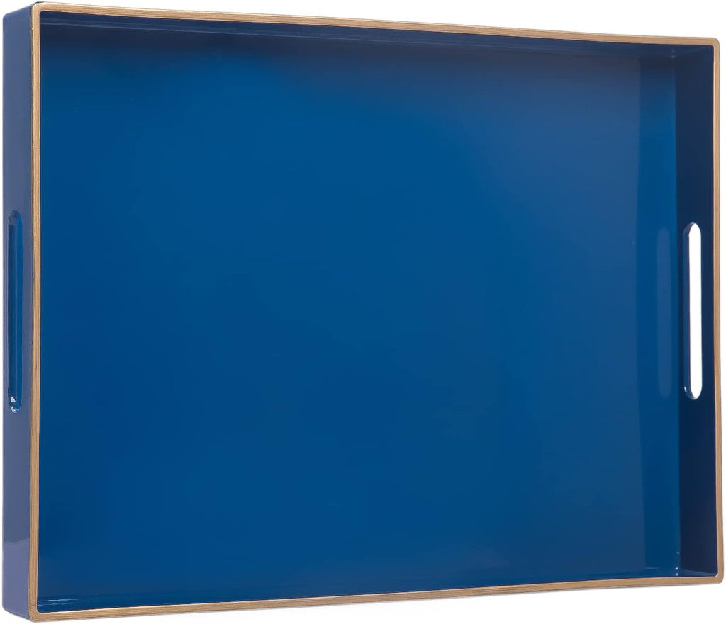 MAONAME Royal Blue Decorative Tray, Rectangular Serving Tray with Handles
