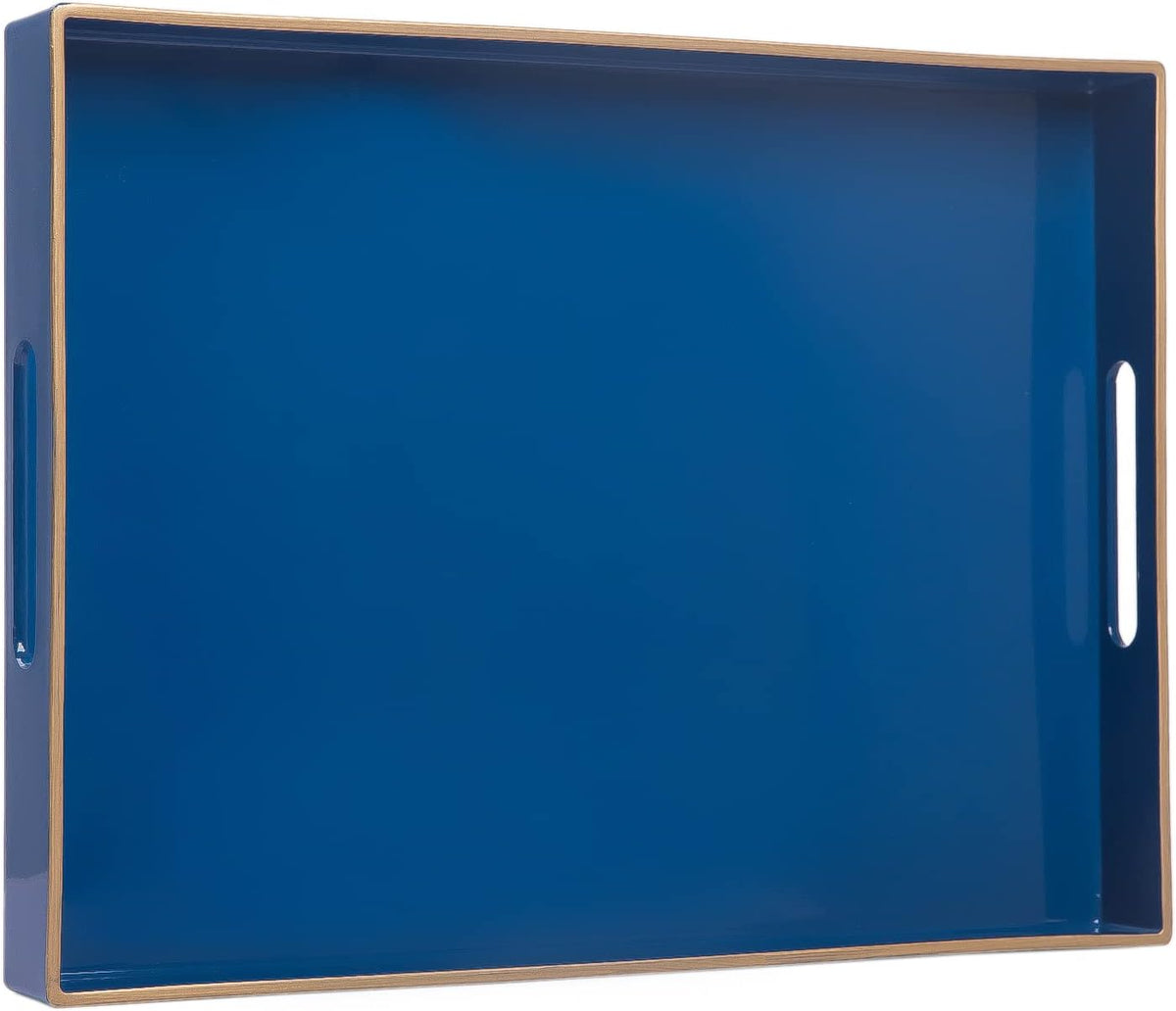 MAONAME Royal Blue Decorative Tray, Rectangular Serving Tray with Handles