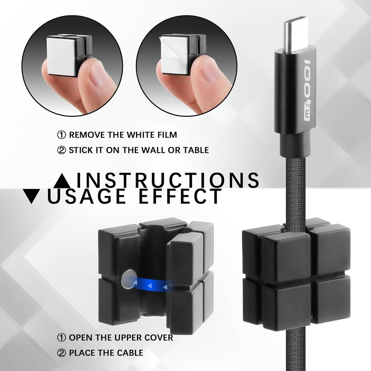 Magnetic Cord Organizer - 10PCS Cord Holder for Nightstand, Magnetic Cable Clips for Cable Management, Desk & Car - Keep Charging Cables, HDMI & USB Cords Organized, Secure & Tangle-Free