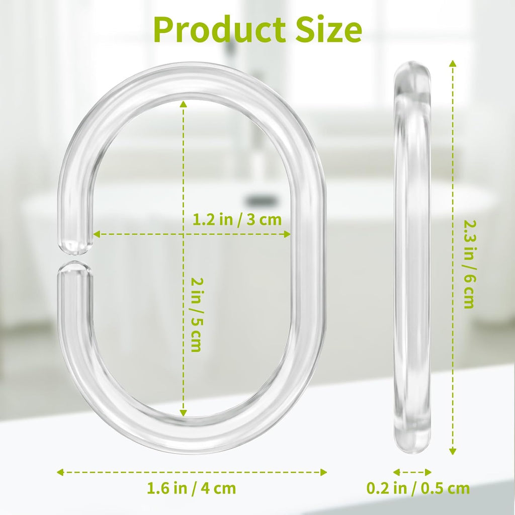 24 Pack Plastic Shower Curtain Hooks, Goowin C Shaped Clear Shower Curtain Rings Rust Proof, Anti-Drop Shower Curtain Hangers Shower Hooks for Shower Curtain, Bathroom Shower Rings for Curtain, Clear