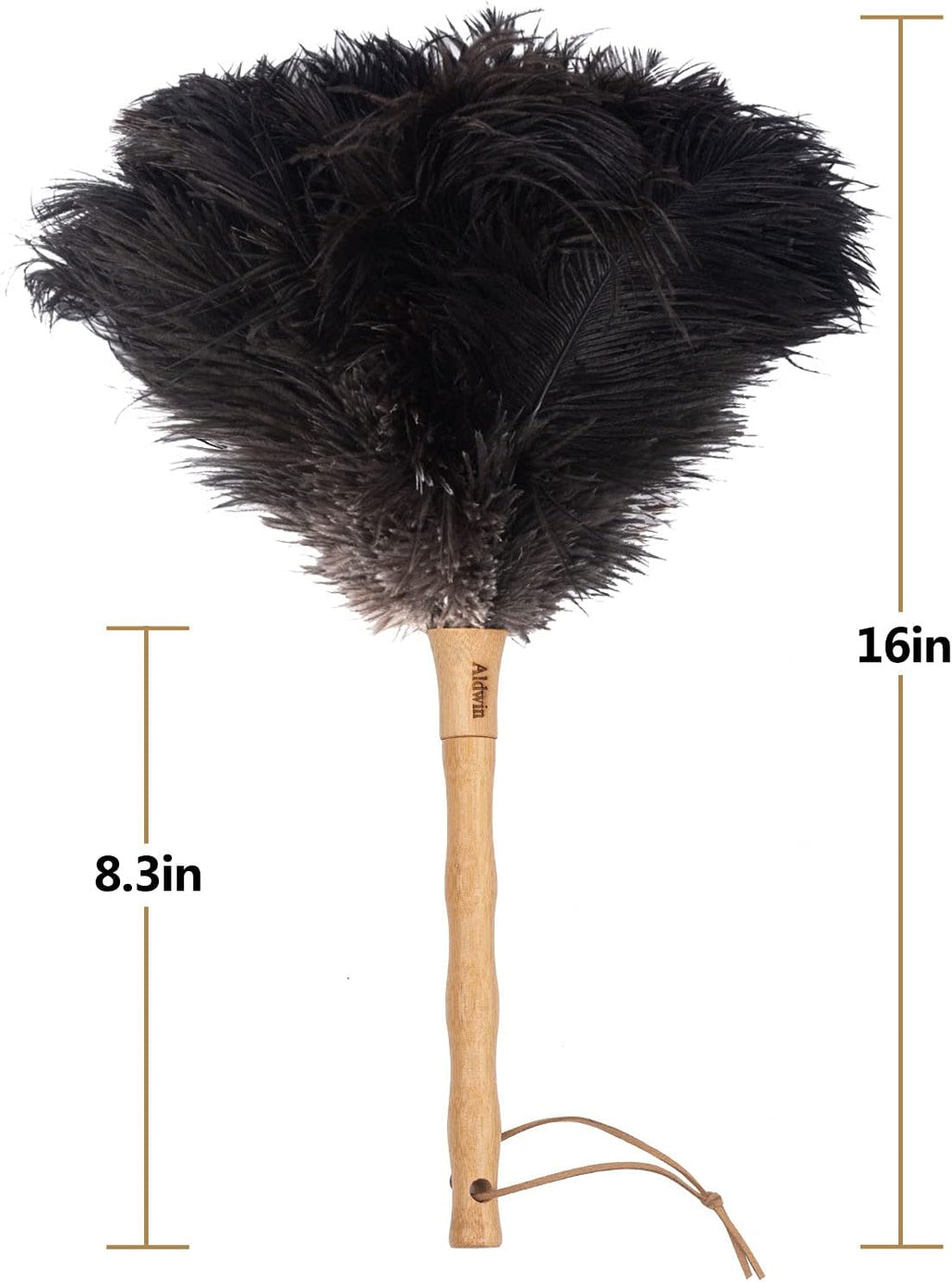 Aldwin Ostrich Feather Dusters for Cleaning, 16 inch Black