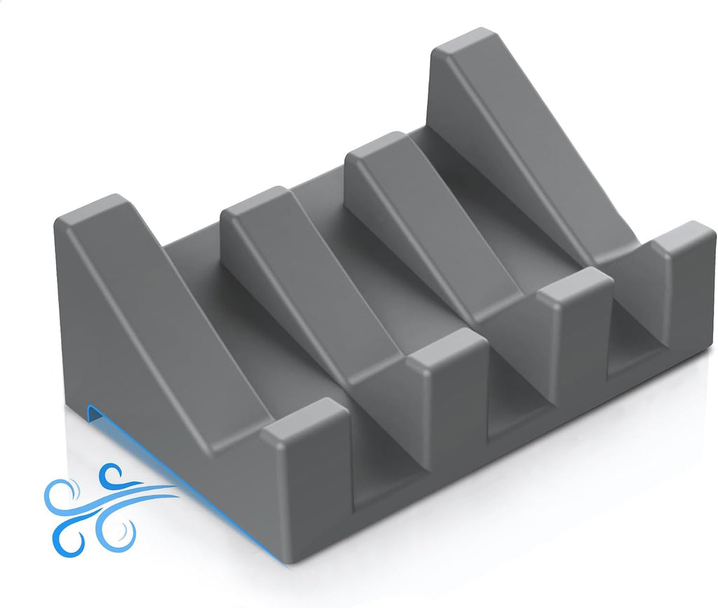 Silicone Soap Dish,1PCS Self Draining Bar Soap Holder for Shower,Dark Gray