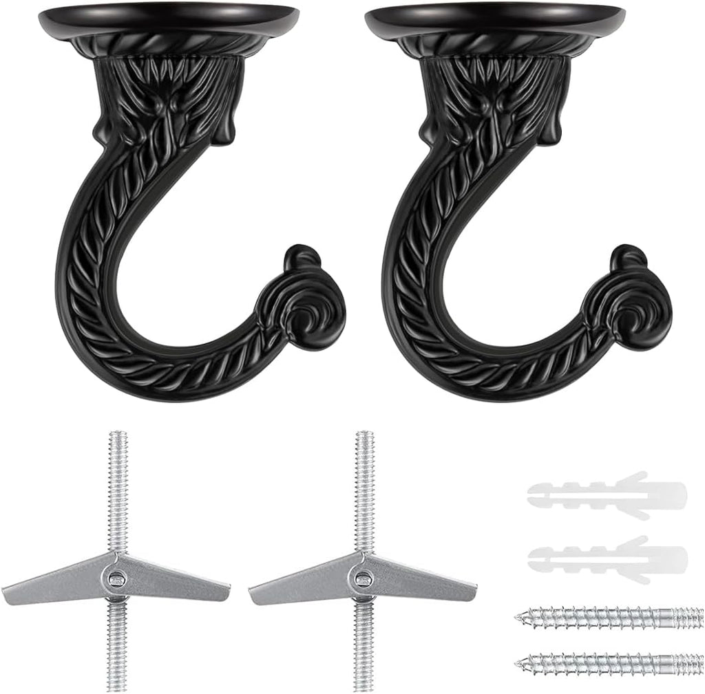Heavy Duty Ceiling Hooks, Hanging Plants, Swag Hook (2, Black)