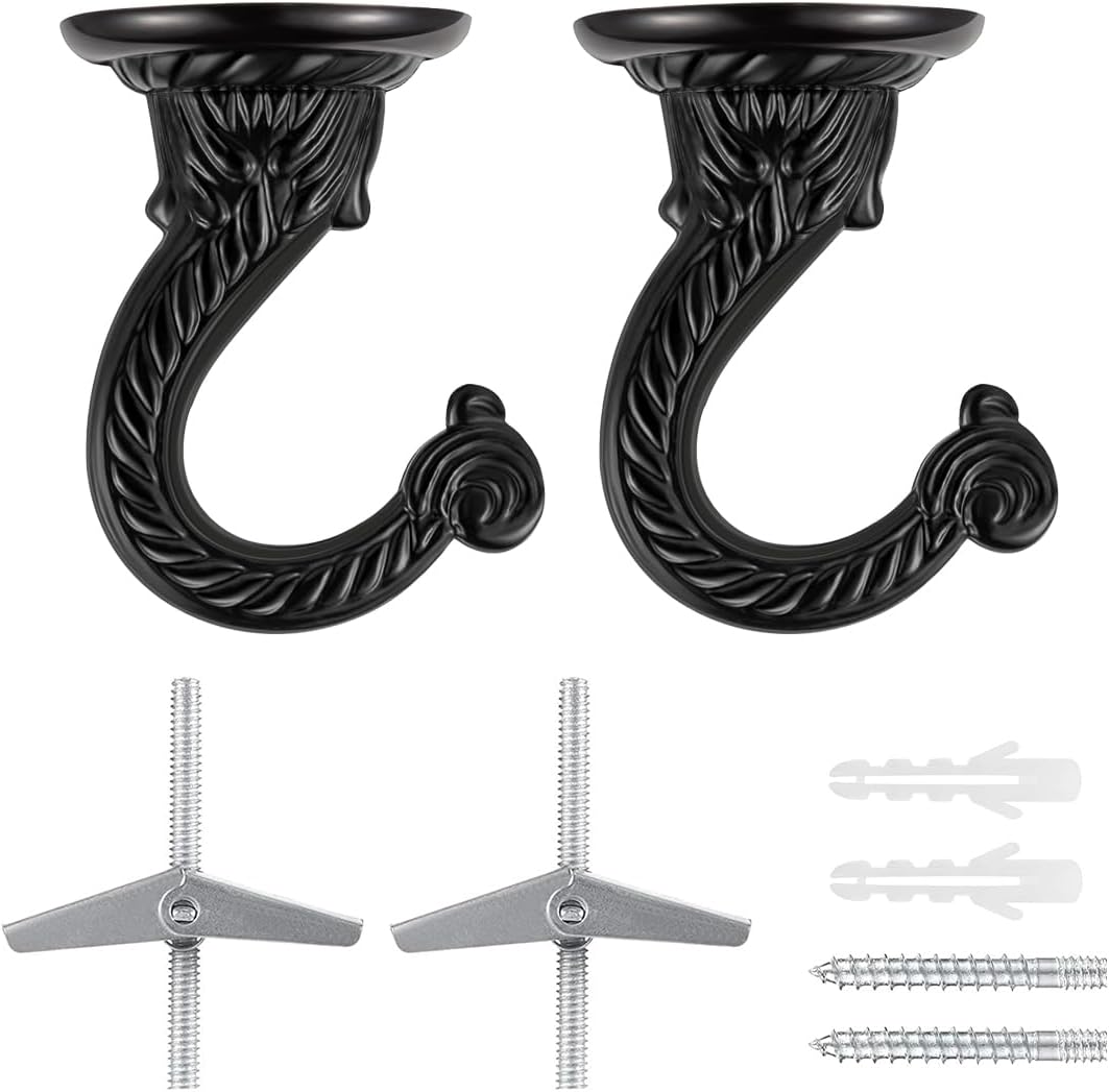 Heavy Duty Ceiling Hooks, Hanging Plants, Swag Hook (2, Black)