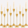 12Pcs Brass Gold Metal Taper Candle Holders, Candlestick Holders, Vintage Modern Decorative Centerpiece Candlestick Holders for Table Mantel Wedding Housewarming Gift