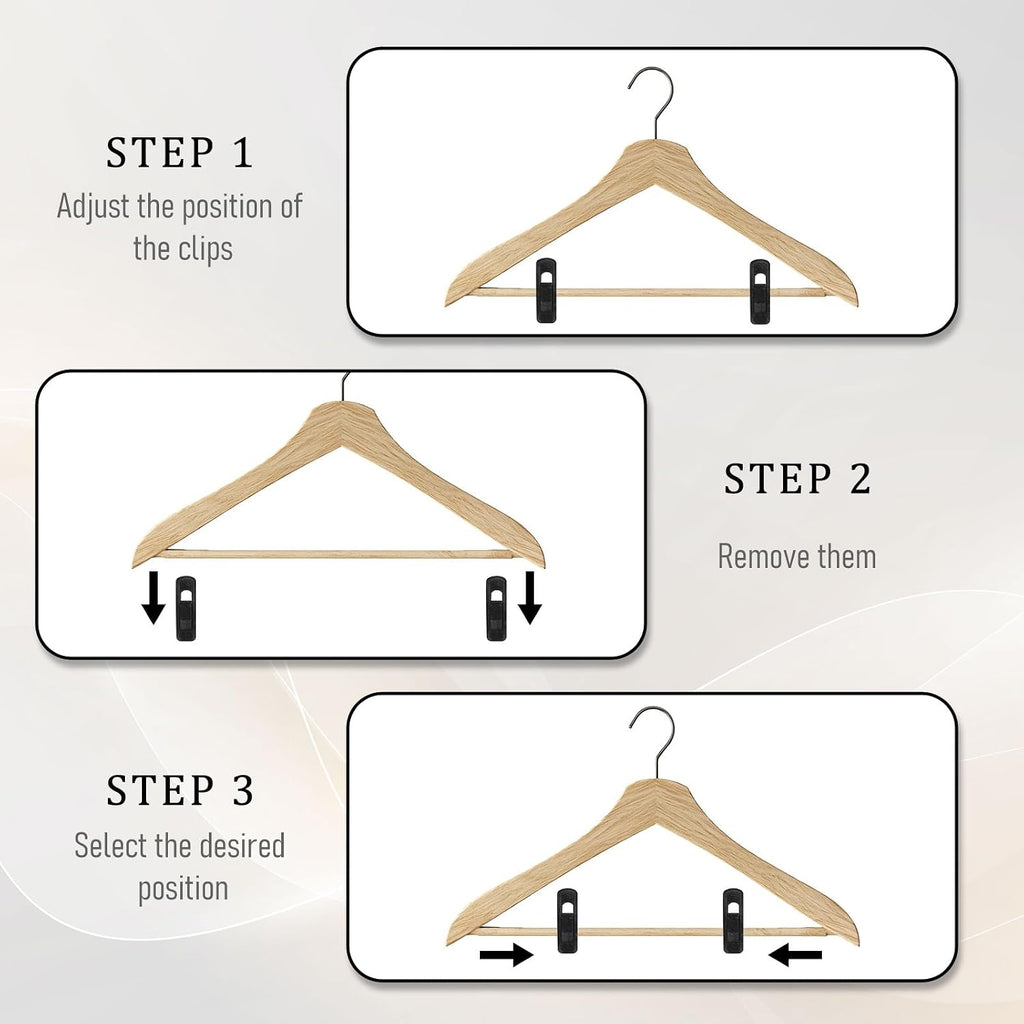 Black Velvet Hanger Clips, 80 Pack Strong