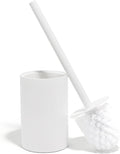 Yew Design Matte White Toilet Bowl Brush for Bathroom with Holder - Bathroom Cleaner Scrubber with Sleek Design, Sturdy, and Durable Bristles