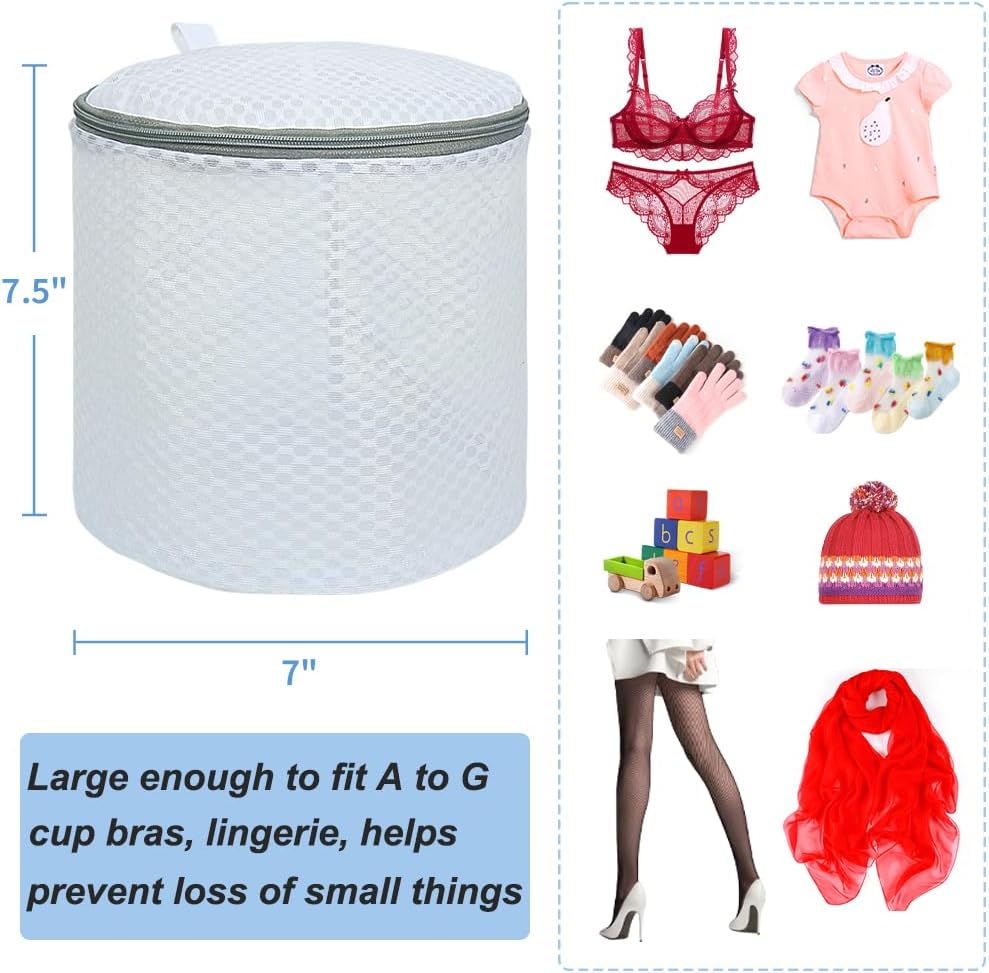 Vivifying Bra Laundry Bags, 2 Pack, 7 x 7.5 Inch Mesh Wash Bags