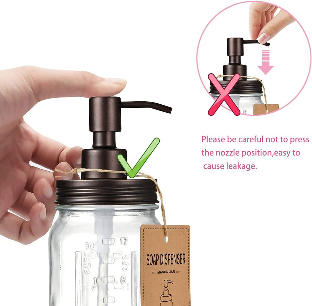 Amolliar Mason Jar Liquid Soap Dispenser, Lotion Dispenser(Bronze 2 Pack)