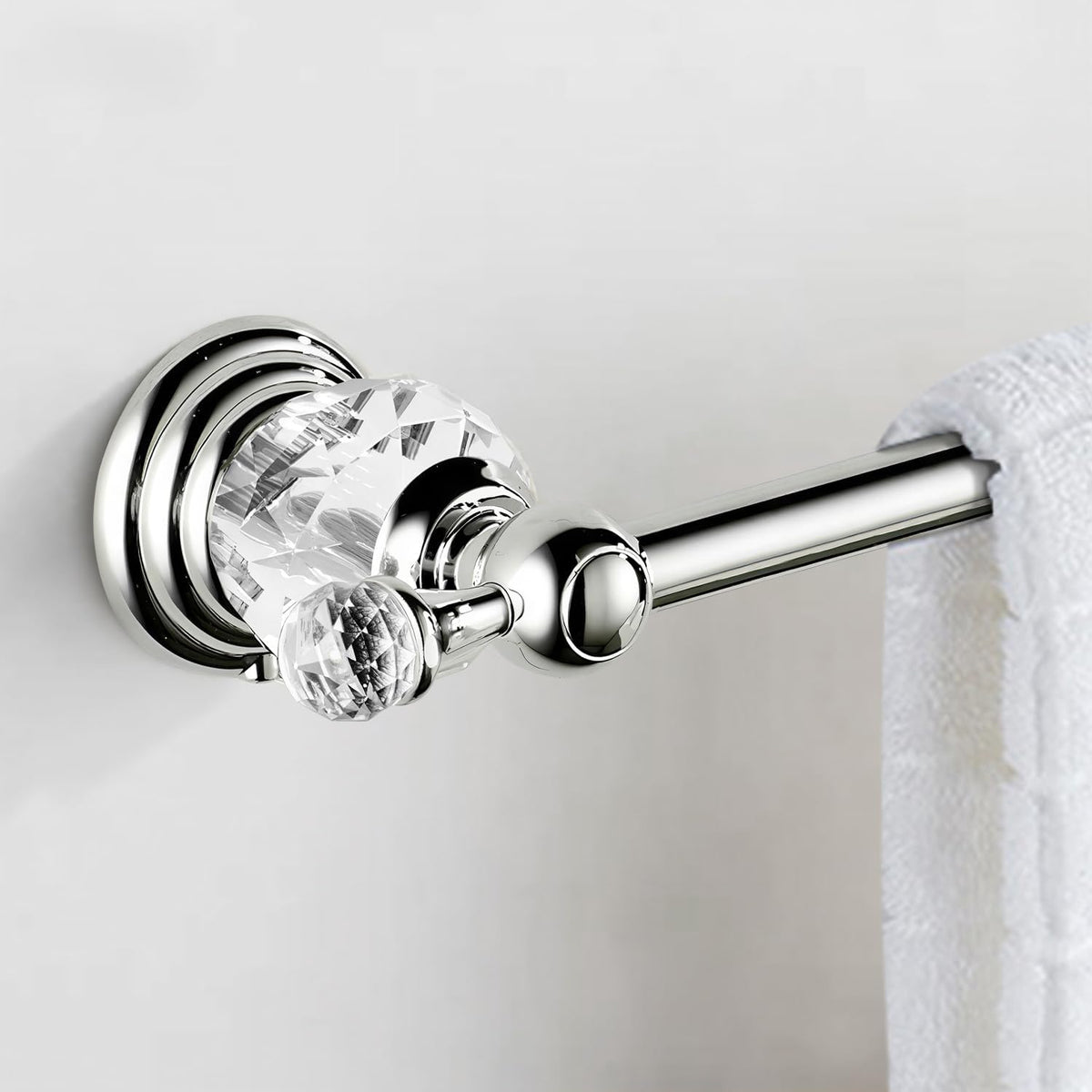 WOLIBEER Crystal Towel Bar,Chrome Towel Holder Adjustable Towel Rack Rod Expandable Stainless Steel Bathroom Accessories Wall Mounted