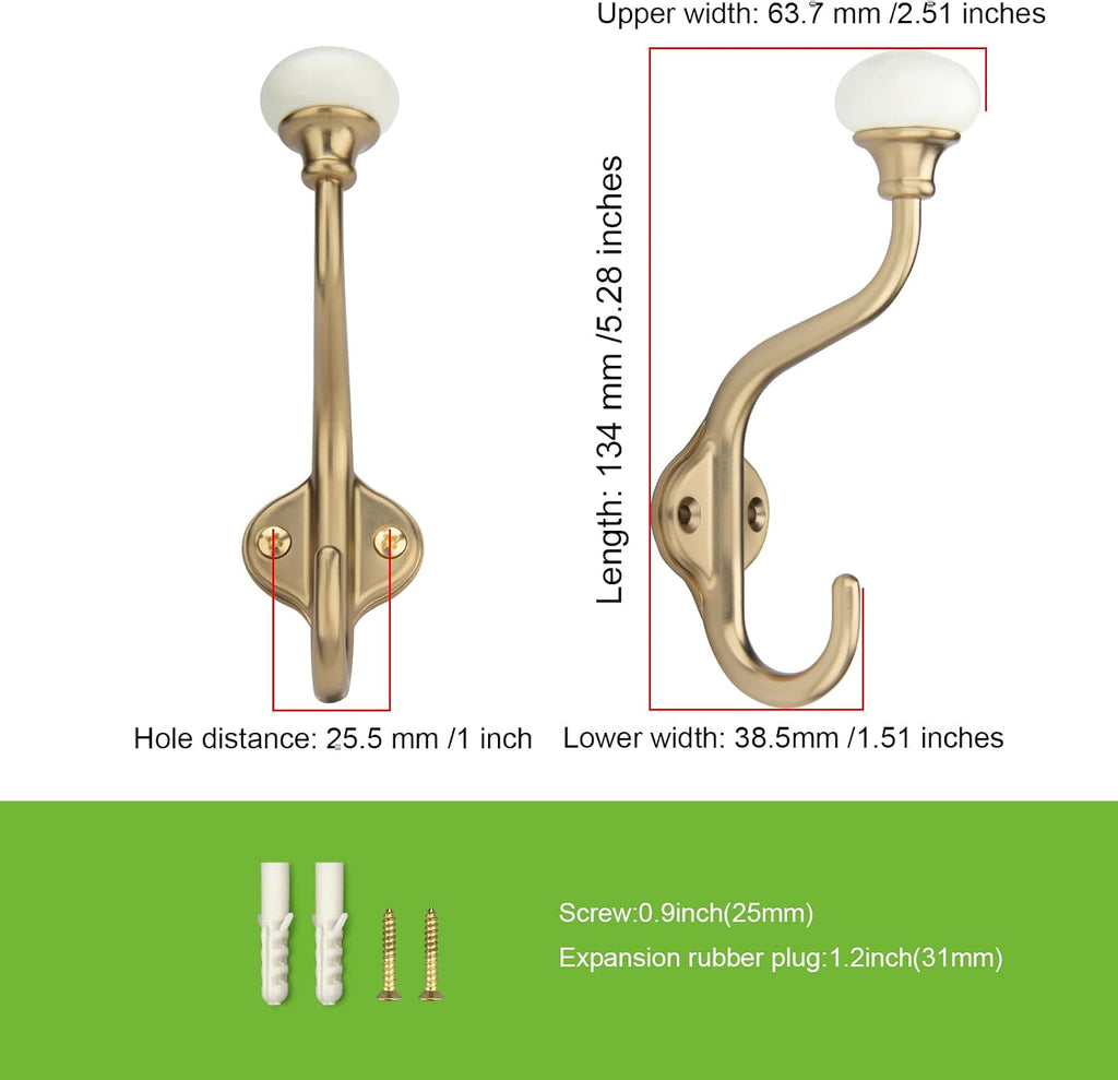 CHIVS Coat Hooks- 5 Pack Champagne Bronze Towel Hooks