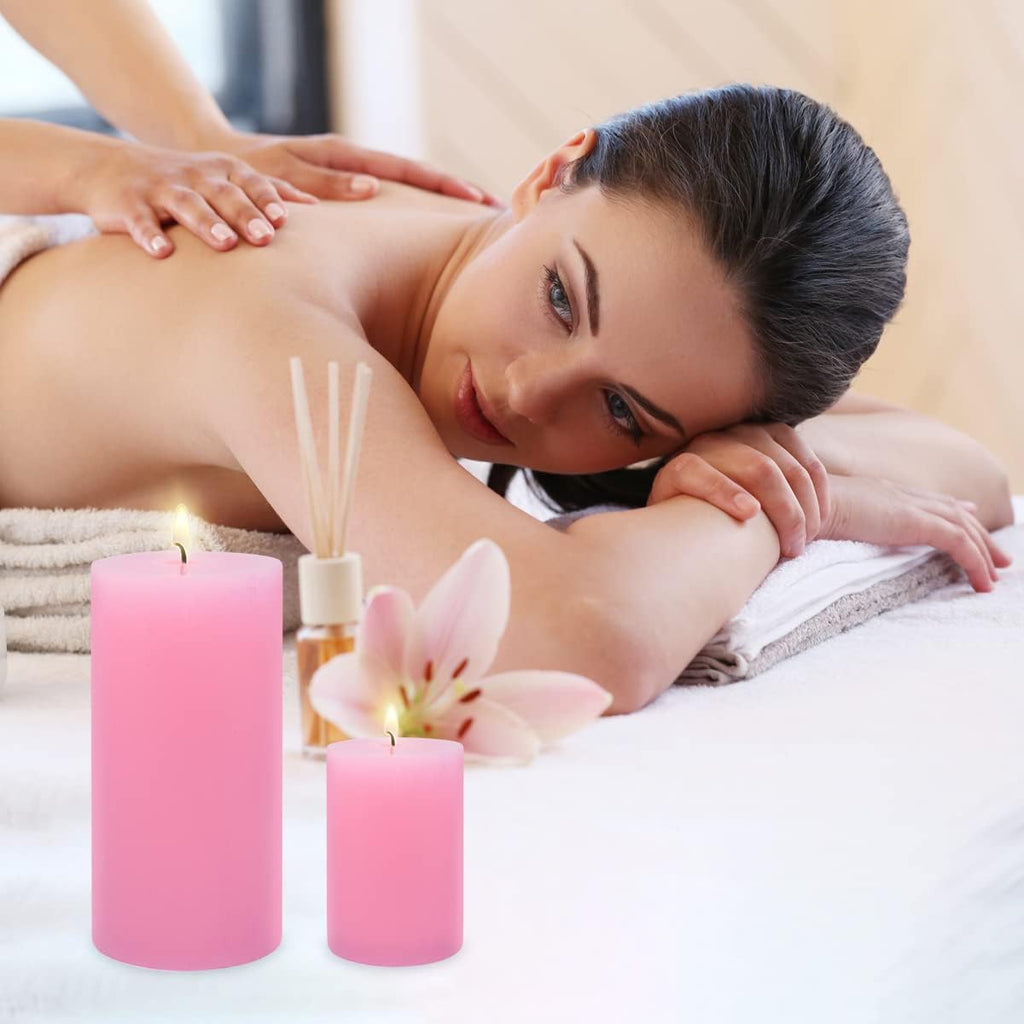 12 Pack 2x3 Inch Pink Pillar Candles for Romantic Valentine's Day, Unscented Column Candles for Home Restaurants Spa Church Weddings, Smokeless Dripless and Clean Burning Emergency Candle