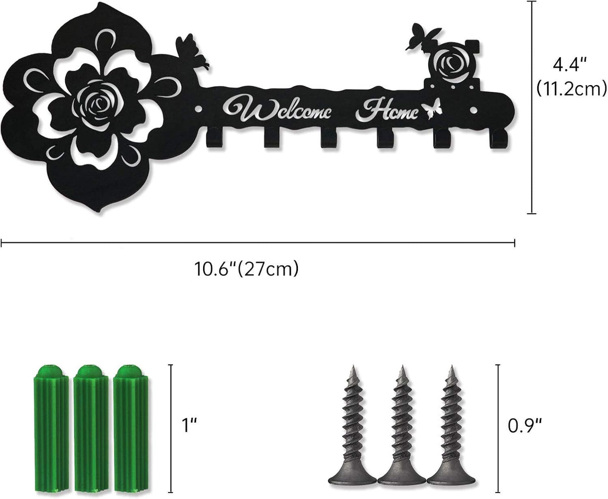 Deveosa Cute Small Metal Black Modern Entryway Hanging Key Hanger Rack Ring Keychain Holder On Wall Art Mount for Home Decor House Decorative Hooks