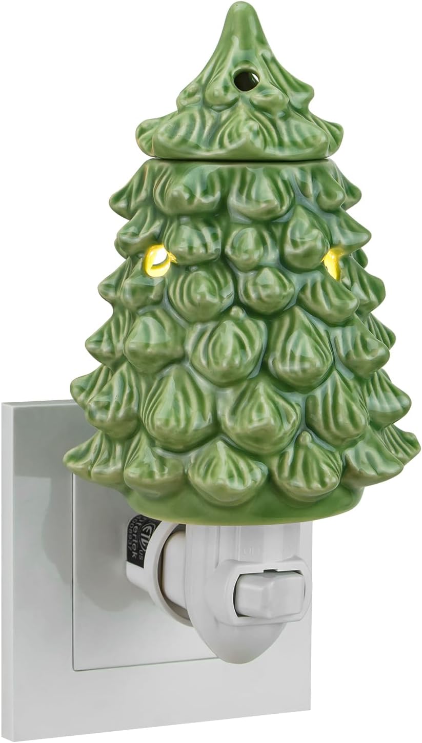 STAR MOON Christmas Wax Melt Warmer, Christmas Tree Plug in Wax Warmer, Scentsy Warmer for Fragrance Oil, Night Light Wax Burner Decoration with Two Bulbs