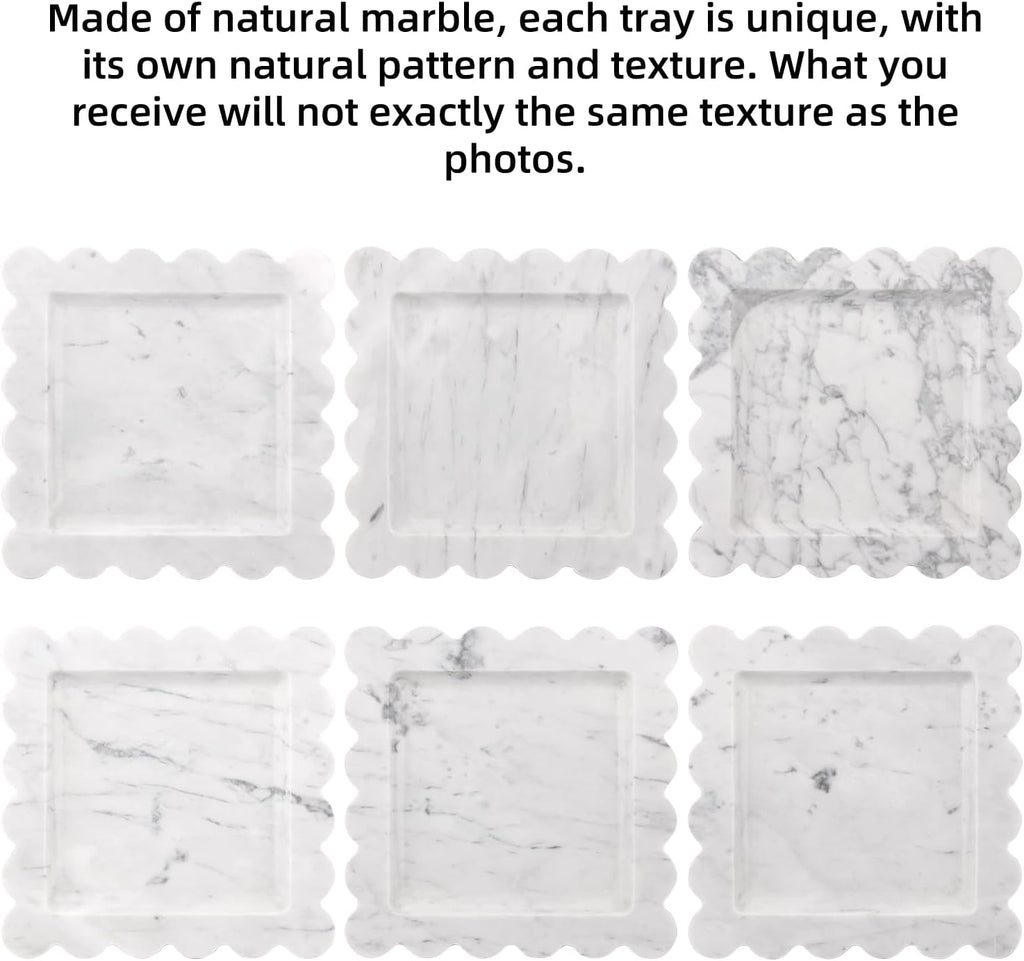 Square Marble Decorative Tray, Carrara White, 8 * 8