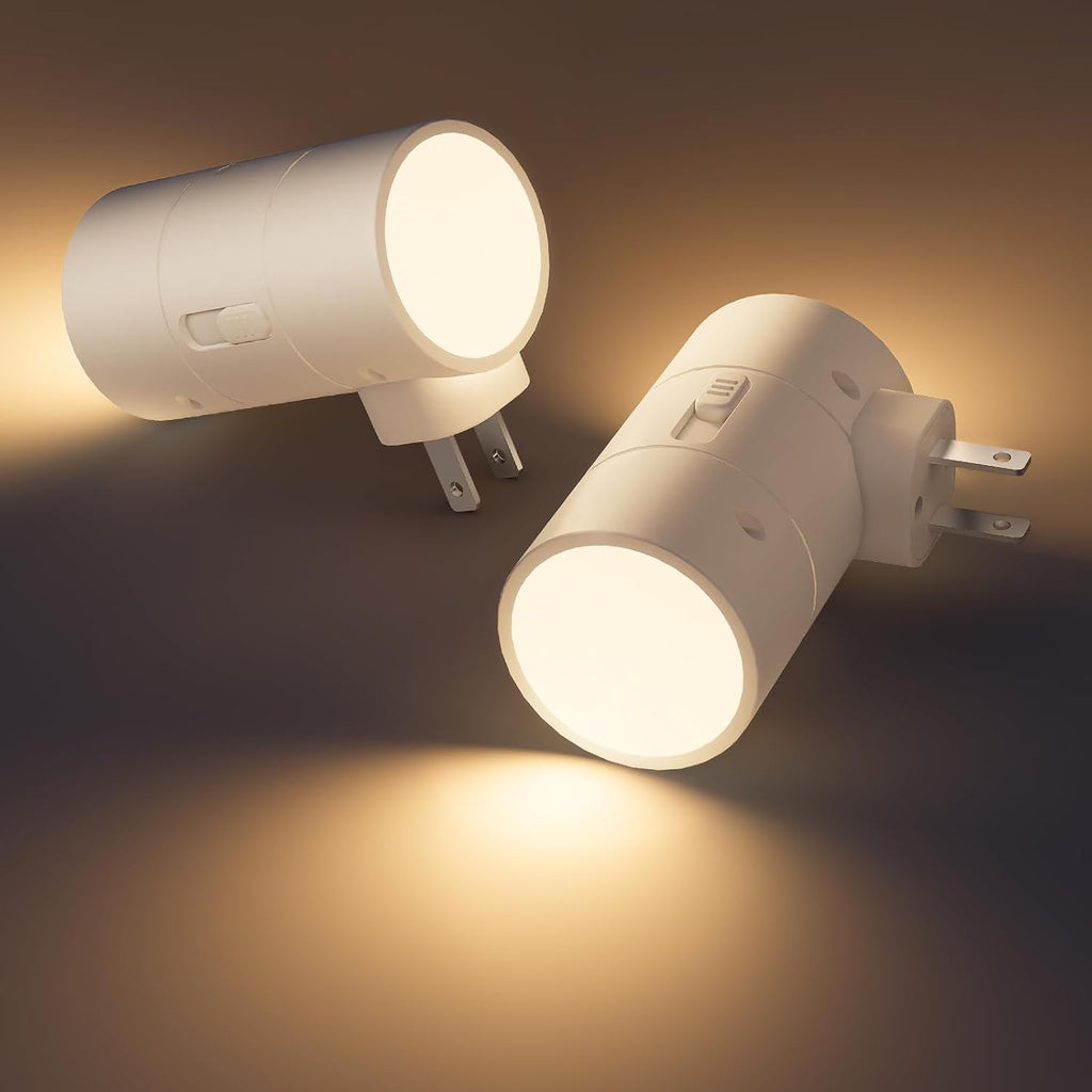 VOLISUN Night Lights Plug into Wall, Dimmable LED Nightlight with Dusk to Dawn Light Sensor, 0-100LM Adjustable Brightness, 3 Color Temperatures, Compact Size, 2 Pack for Hallway, Bathroom White