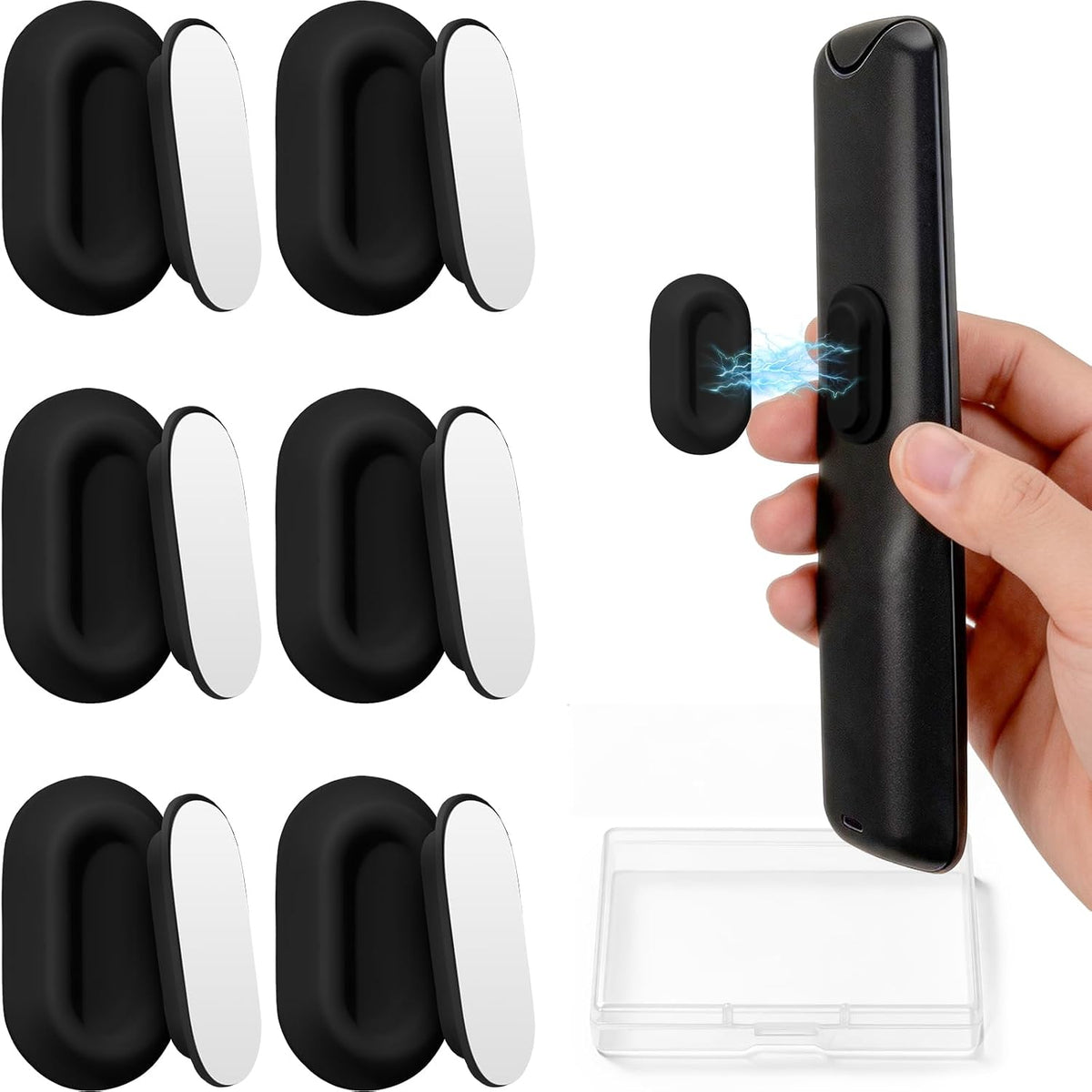 6 Pack Magnetic Remote Control Holder, No-Drill Wall Mount Organizer, Self-Adhesive Silicone Remote Caddy, for Bed,Tv,Ceiling Fan,Air Conditioner Remotes Rv Storage And Organization, Black