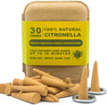 Natural Citronella Incense Cones 30 Count, Include 2 Metal Dishes