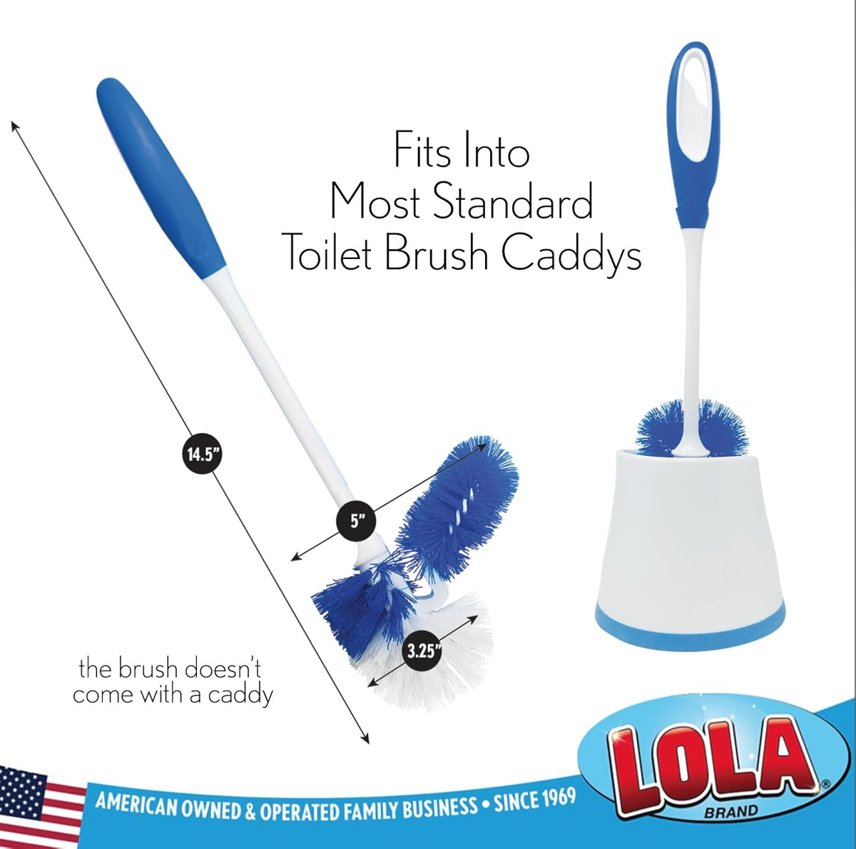 LOLA Classic Toilet Brush w/Under-The-Rim Scrubber, 6 Pack