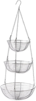 Woven Wire Hanging Basket - Chrome, 3 Tier