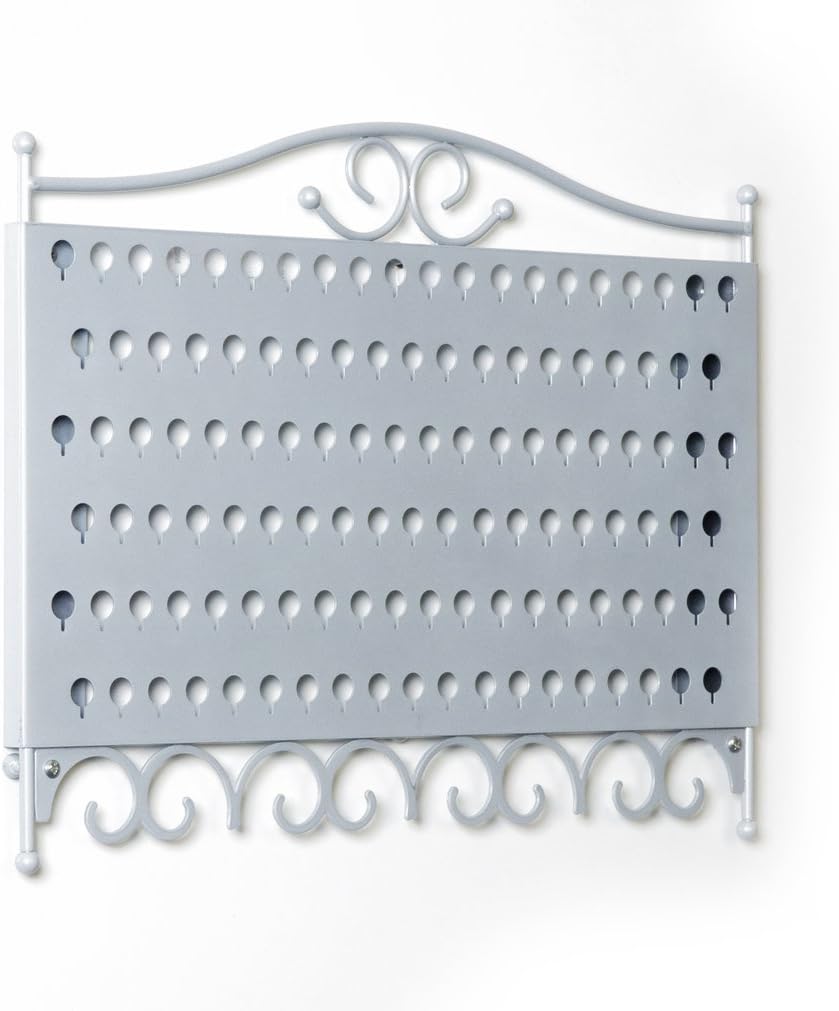 Mango Steam Wall Mounted Closet/Wardrobe Display Hanger Organizer for Jewelry & Earrings With Hooks for Necklaces, Bracelets, Accessories - Silver