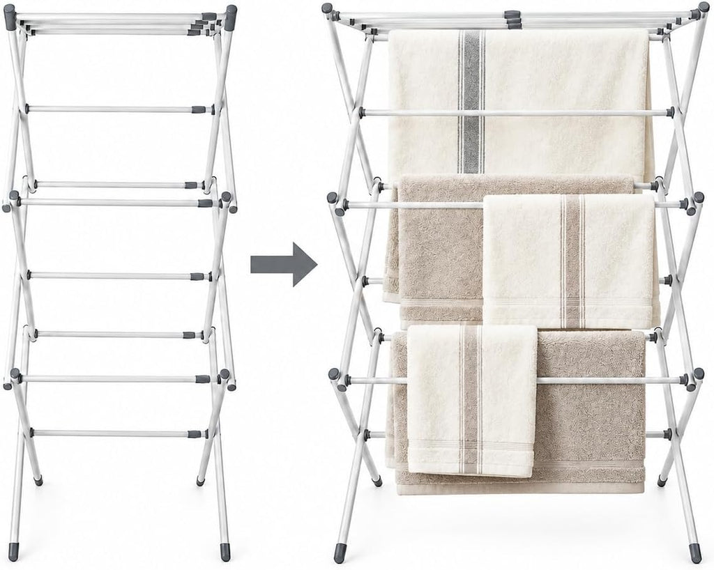 Gibson Home Clothes Drying Rack, Foldable Expandable Laundry Rack, White