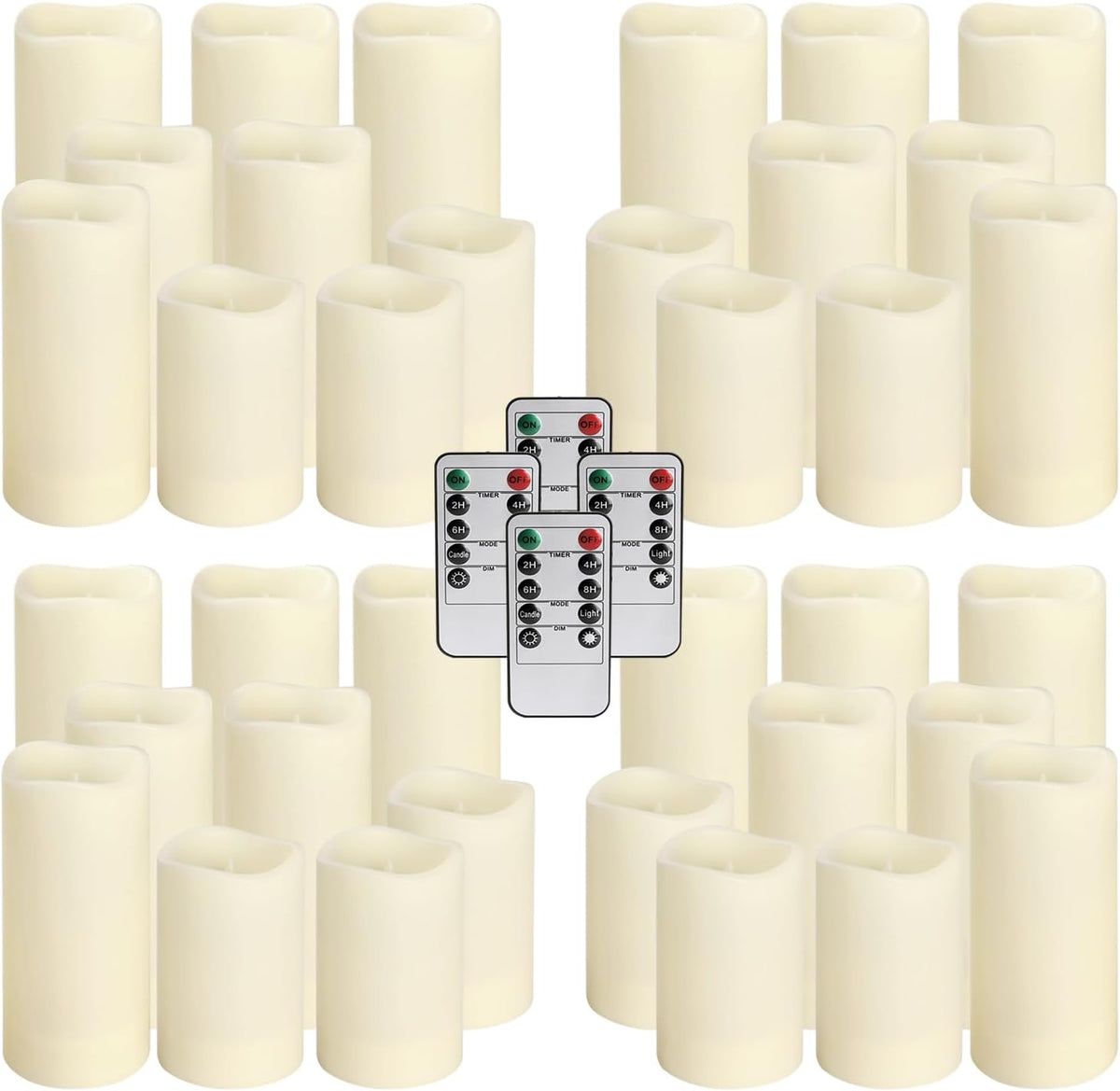 36-Pack Flickering Flameless Candles with Remote Control - LED Fake Candle Perfect for Wedding,Outdoor,Table,Halloween,Christmas Decor - Create a Magical Ambiance Effortlessly(Three Sizes)