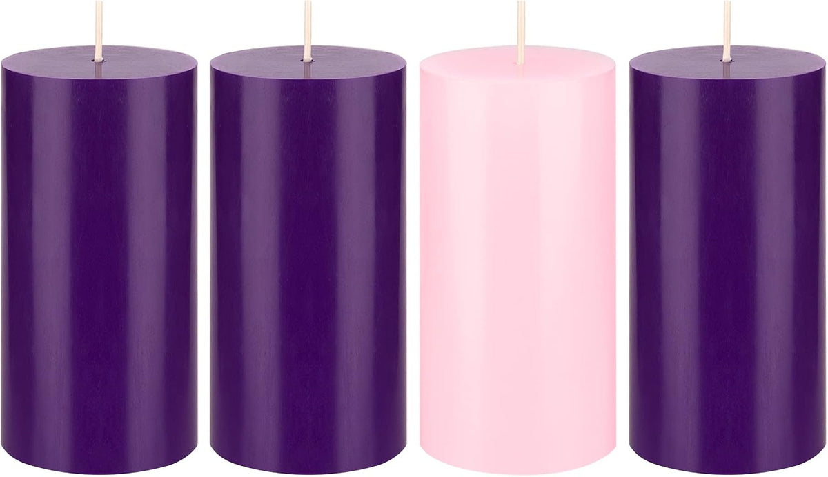 Mega Candles Unscented Christmas Advent Round Pillar Candle 4 ct 3" x 6"