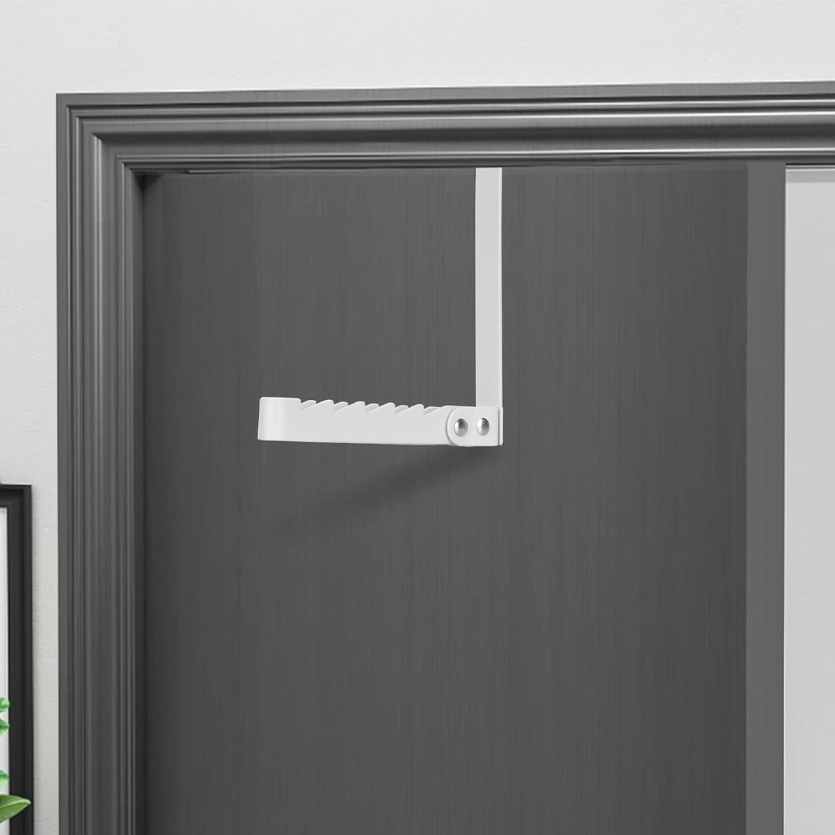 FYY Over the Door Hooks Hanger, 1 Pack Collapsible Folding Over The Door Organizer Rack Space Saving Hanging Storage Hanger for Clothes, Coats, Towels for Bedroom Bathroom White-1PCS 6.02 inch