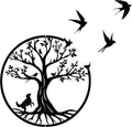 lyyochinn Tree of life metal wall art with 3 free flying birds wall decor,Outdoor Garden Porch Metal Birds Wall Hanging Sculpture for Father's Day Present or Housewarming Gift(13inch)