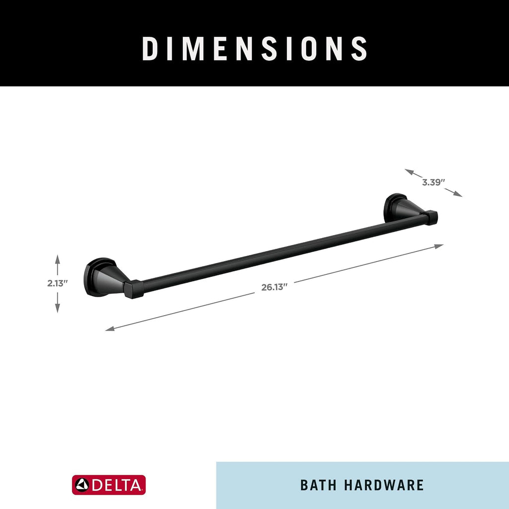 Delta Towel Rack | 24 Inch Matte Black Towel Bar for Bathroom, Kitchen | Esato Accessories