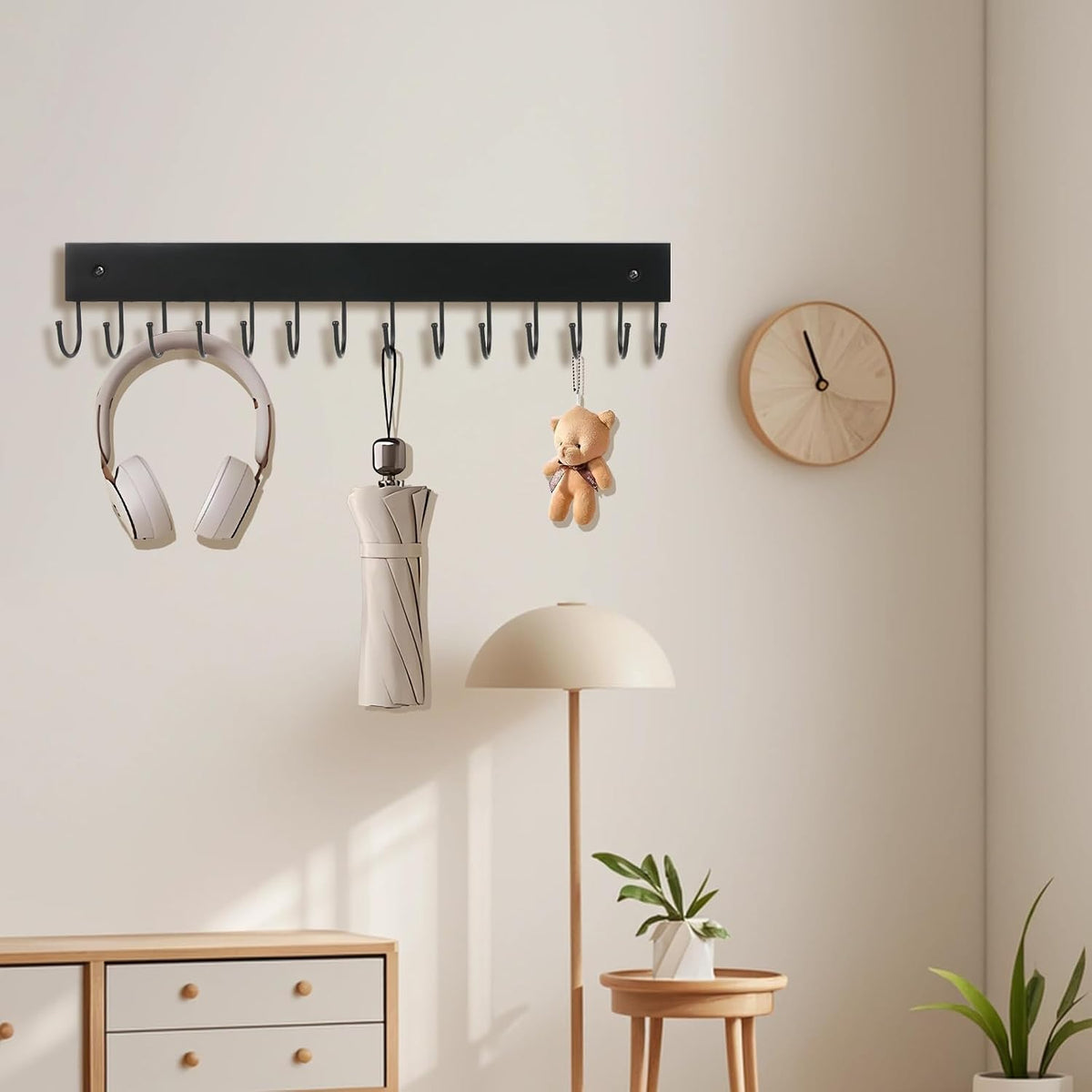 2-Pack Key Holder Wall Mount, 14.6" Key Rack with 28 Rotating Metal Hooks