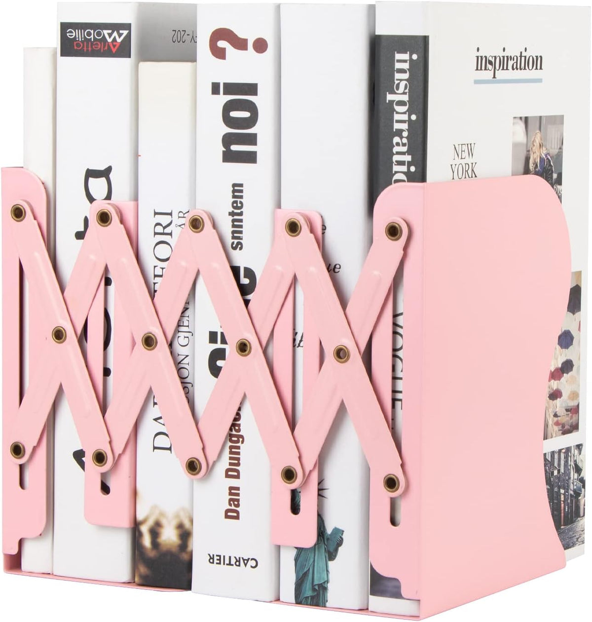 Aobopar Adjustable Metal Book Ends for Shelves Pink