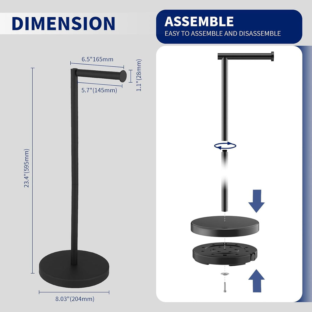 BWE Matte Black Toilet Paper Holder Stand Modern Tissue Roll Holder