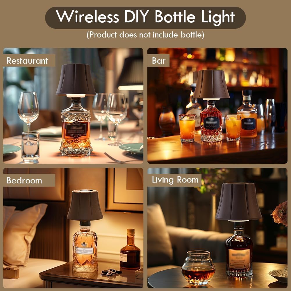 WILIT Wireless Bottle Lamp for Liquor Bottles, Dimmable Cordless Lamp Shade